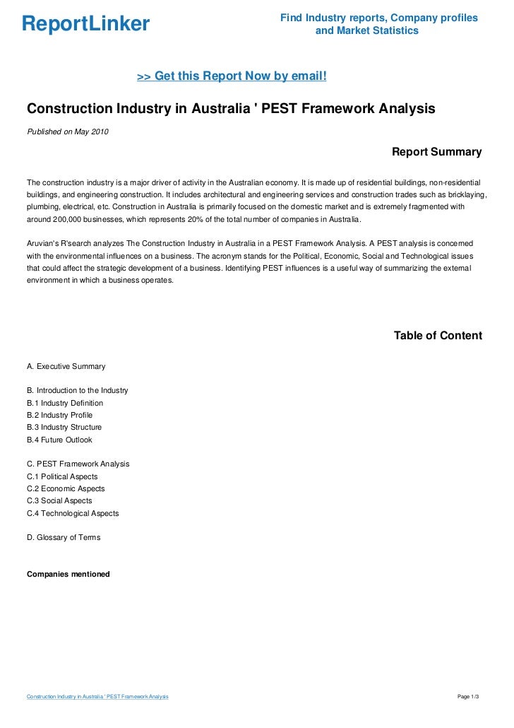 pestel analysis Pest analysis for the construction industry